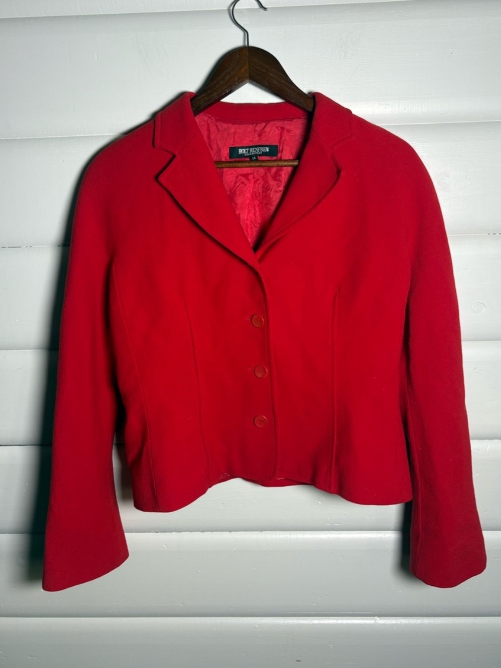 Holt Renfrew 100% Wool Vintage 90’s Red Cropped Blazer